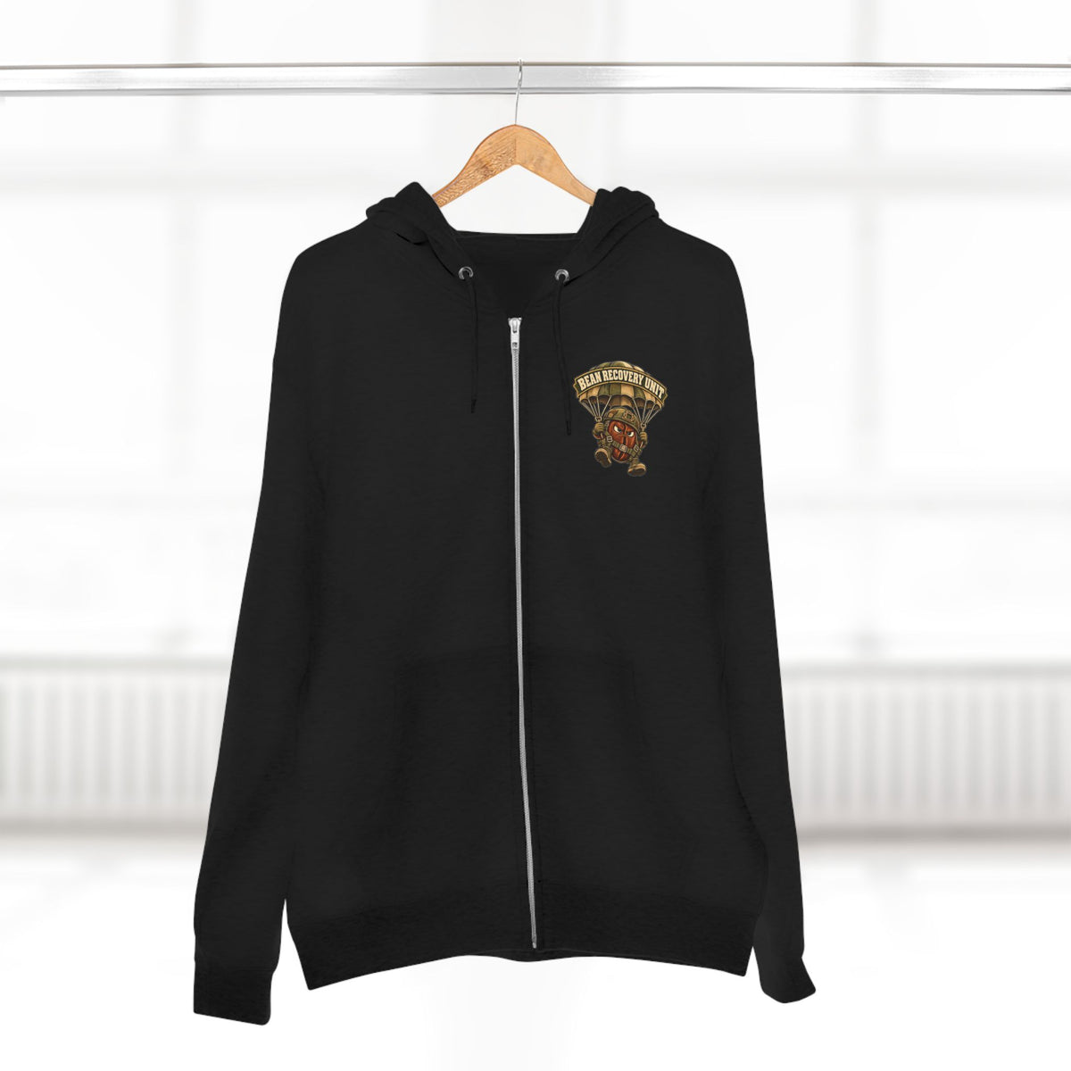 Coffee Hoodie — "Operation: Coffee — No Beans Left Behind" Zip-Up