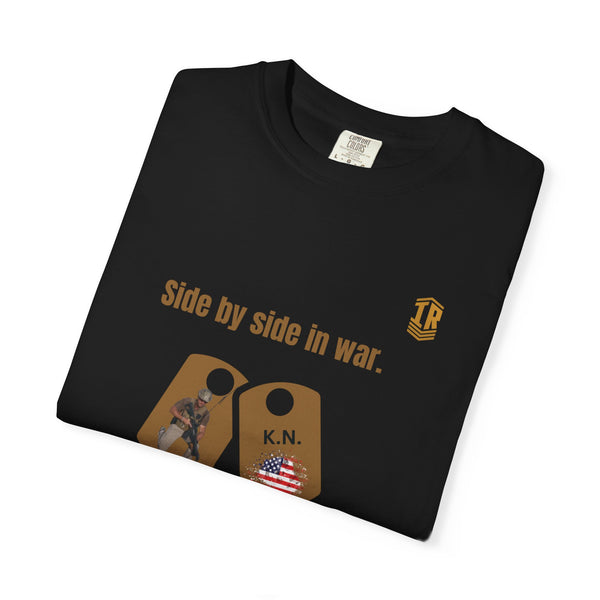 Unisex Garment-Dyed T-shirt, Military Brotherhood Tee, Veteran Appreciation Shirt, Side by Side in War Tee, Support Our Troops [...]