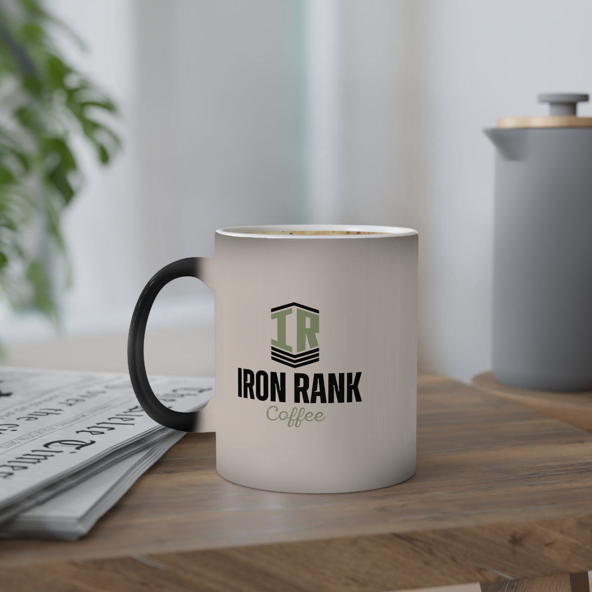 Iron Rank Tactical Color-Changing Mug – “Be As Strong As Your Espresso” Heat Reveal Military Coffee Cup, 11oz