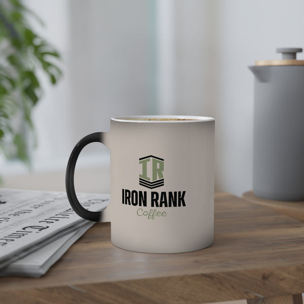 Iron Rank Tactical Color-Changing Mug – “Be As Strong As Your Espresso” Heat Reveal Military Coffee Cup, 11oz